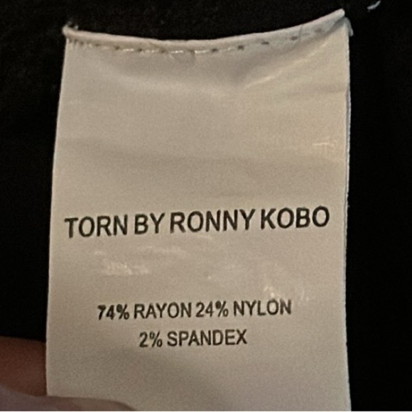 Torn by Ronny Kobo Black Body Con Mini Dress Chevron Knit Size Medium - Picture 12 of 13